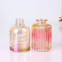 Diffuseur de roseaux en verre vide irisé électroplaqué de forme ronde, écologique et personnalisé, bouteille de parfum