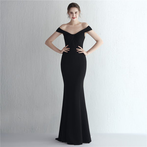 19229 #   Nuevo Vestido de Satén Delgado con Hombros Descubiertos, Largo, Estilo Cola de Pez, para Gala, Cena, <span class=keywords><strong>Boda</strong></span>, Desfile de Modelos y Eventos de Debutantes - Product Image 3