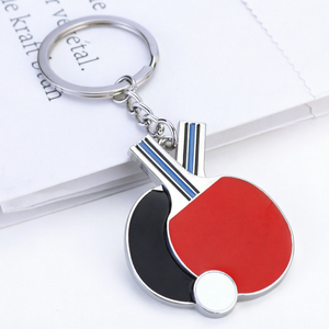 Llavero Creativo con Mosquetón de Paleta de Ping Pong, de Aleación de Zinc, Rojo y Negro, Souvenir Deportivo, Amuleto Metálico de Moda - Product Image 1