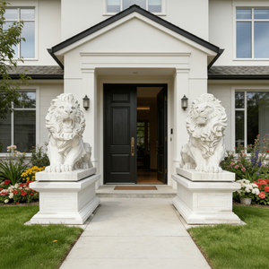 Esculturas Decorativas para Entrada de Propiedades Exteriores, Estilo Occidental, Talladas a Mano en Piedra Natural, Estatua de Animal, Escultura de <span class=keywords><strong>León</strong></span> de Mármol - Product Image 6