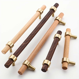 Poignées en laiton et bois de noyer/hêtre – Longues poignées de style japonais pour armoires, tiroirs, placards et quincaillerie de cuisine – Durables et faciles à installer - Product Image 4