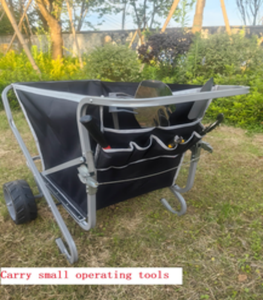 Carro de jardín rodante plegable de lona portátil y ligera de tela de acero de dos ruedas de 200 libras - Product Image 4