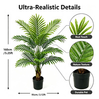 Grand palmier Areca artificiel de 160 cm, réaliste, résistant aux UV, écologique, mini palmier artificiel en pot pour l'intérieur, hall d'hôtel