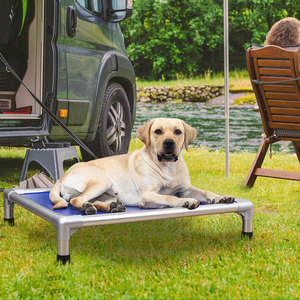 Suministros para mascotas grandes negros Cama para mascotas de refrigeración elevada con cuna para perros Cama para perros a prueba de masticación de aluminio - Product Image 5