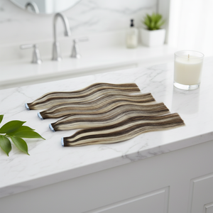 Extensions de cheveux invisibles à bandes adhésives AVIVA, <span class=keywords><strong>prix</strong></span> d'usine, <span class=keywords><strong>100</strong></span>% cheveux humains vierges, pré-coupées, pour volume et longueur - Product Image 1