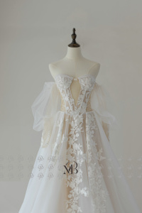 Mily Bridal QW01911 Новый дизайн без рукавов аппликация Кружева трапеция современный стиль невесты плюс Szie модное роскошное свадебное платье - Product Image 5