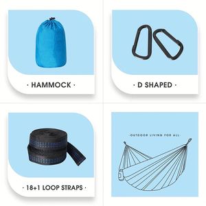 Hamaca Portátil Ligera de Nailon Tipo Paracaídas para Acampar, Excursionismo, Viajes, Aire Libre, Toldos, Gazebo, Pérgola - Product Image 4