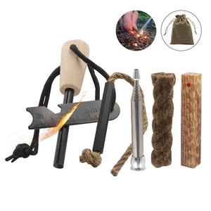 Accessoires de <span class=keywords><strong>randonnée</strong></span> de camping <span class=keywords><strong>Kit</strong></span> complet de firesteel avec allume-feu Fatwood Fire Rope pour la survie d'urgence - Product Image 2