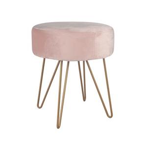 <strong>Mid</strong>-<strong>Century</strong> Modern Orange Round Small Upholstered <strong>Footstool</strong> With Solid Gold Metal Legs for Home Living Room - Product Image 5