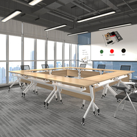 Table de formation et bureau moderne en bois LIWEI avec design pliable, étagère de rangement en acier et roulettes pour une utilisation commerciale durable