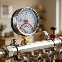 80mm Pressure Temperature Combo Gauge 0-120 0-10Bar Brass Connection 2.5% Accuracy Analog Display for Boiler HVAC Heating