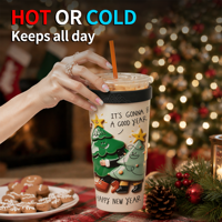 Moioco Weihnachtliches Festliches Muster Auto-Getränkehalter Multi-Größen Verstellbarer Kaffeetassenadapter Santa Schneeflocken-Druck Auto-Getränkehalter