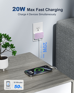 Chargeur mural USB 4 ports PD 20W à charge rapide avec câbles rétractables universel pour la maison et le bureau - Product Image 6