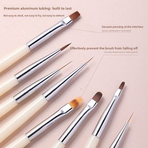 Ensemble de 8 pinceaux à ongles en acrylique blanc laiteux, style japonais, pour le dessin de lignes, le mélange et le gel dégradé - Product Image 5