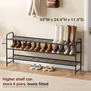 Zapatero largo <span class=keywords><strong>para</strong></span> armario, organizador de zapatos metálico <span class=keywords><strong>para</strong></span> entrada, estante apilable ancho <span class=keywords><strong>para</strong></span> almacenamiento de zapatos con rejilla de alambre resistente <span class=keywords><strong>para</strong></span> armario - Product Image 3