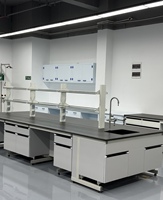 Station de travail de laboratoire en fer en forme de U avec disposition entièrement entourée pour des expériences complètes dans les environnements hospitaliers et scolaires