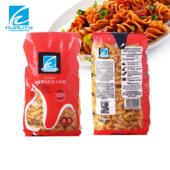 Bolsa de embalaje de pasta de espagueti de grado alimenticio, impresión personalizada, bolsa de embalaje de fideos