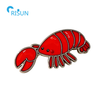Épingles à revers en émail dur personnalisées de qualité fabricant, motif homard mignon avec paillettes, lot d'épingles à revers, badges, broches, épingles en émail dur personnalisées motif homard