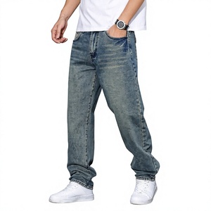 <b>Men</b>’s Wide Leg Acid Wash Button Fly Jeans Vintage Washed Loose Fit Denim <b>Pants</b> with Relaxed Streetwear Style for Casual Everyday - Product Image 3