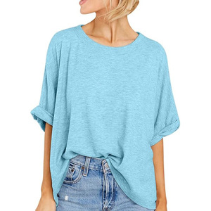 Large Size Tops European and American Round Neck Women's T-<strong>shirt</strong> Bottoming <strong>Shirt</strong> Women's High-end Pullover Short Sleeves - Product Image 5