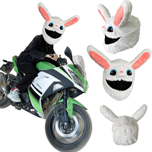 Couvre-casque de moto en fausse fourrure de lapin, motif animal de dessin animé mignon, protection pour motocross et moto - Product Image 2