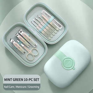 Ensemble d'outils de manucure et pédicure en acier inoxydable, 10 pièces, kit de coupe-ongles avec étui de voyage pour adultes et adolescents - Product Image 1