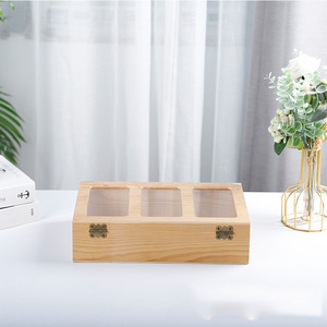 Caja de almacenamiento de miel de madera rectangular de pino con cerradura y ventanas de vidrio para envasado de alimentos - Product Image 4