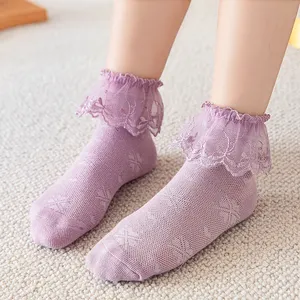 Toptan çocuklar kız çorap 4-2021 yeni gelenler bebek kız dantel örgü pamuk çorap prenses çorap çocuk kız 0-12 yıl 4 renk çocuk çorap
