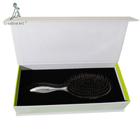 Brosse à cheveux de luxe en poils de sanglier pour démêler les cheveux, avec boîte d'emballage, vente en gros