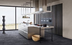 Meubles de cuisine modulaires modernes noirs Kino Smart, ensemble complet avec évier, armoires d'angle, portes en contreplaqué et acier inoxydable, origine Guangdong - Product Image 2