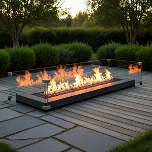 Protector de Viento Rectangular para Mesa de Chimenea, 29 x 13 x 6.5 Pulgadas, Vidrio Templado con Soporte de Aluminio, Diseño Moderno - Product Image 2