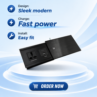Modul Daya Penutup Geser Tersembunyi Hitam Universal 1 Soket PD 30W USB AC Pengisian Daya Soket Meja untuk Penggunaan Industri