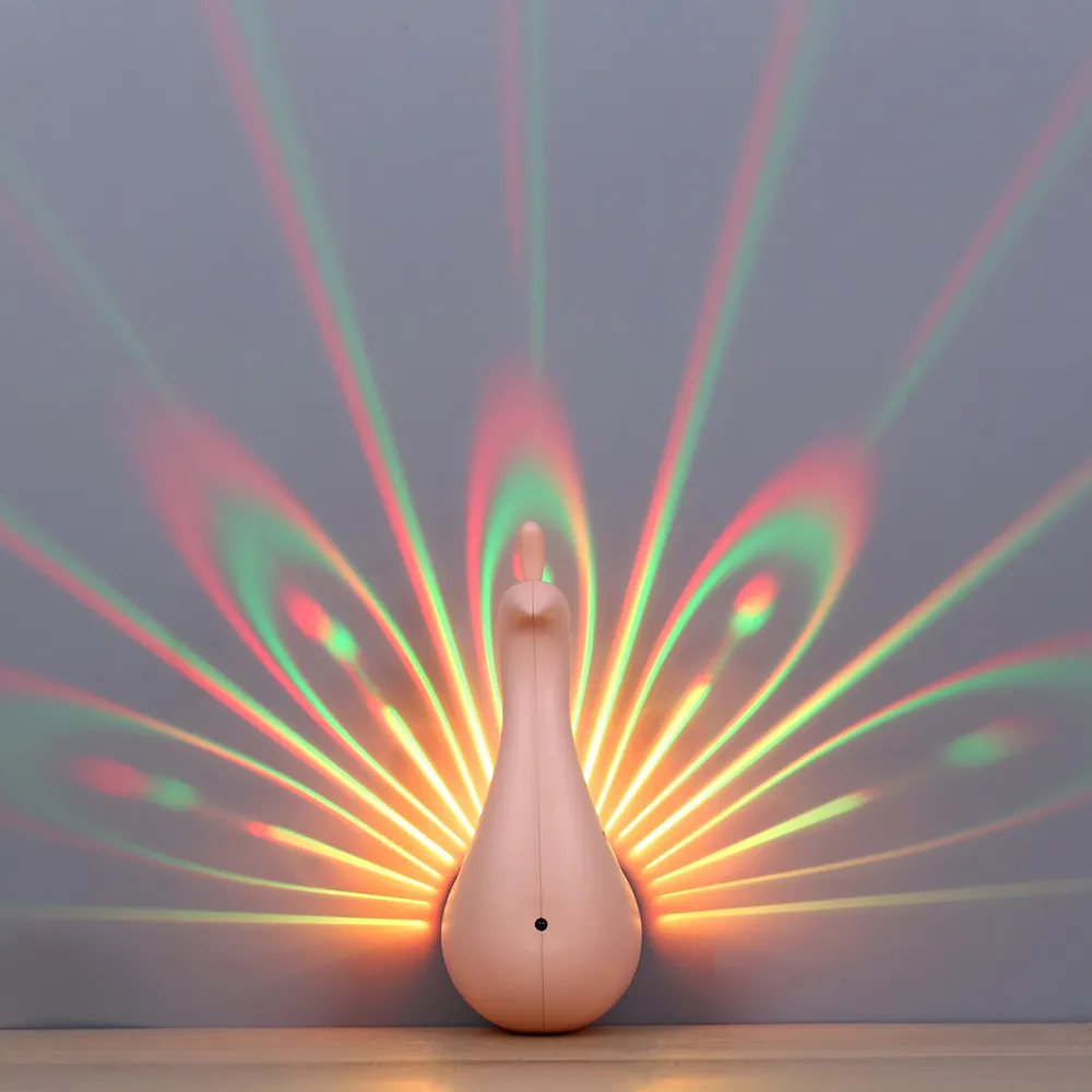 Проекция павлина Красочный ночник креативный 3D светодиодный окружающий ночник с дистанционным управлением
