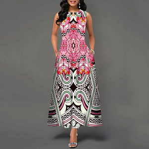 5XL taglie forti stampati senza maniche eleganti abiti <span class=keywords><strong>Maxi</strong></span> da donna OC703 - Product Image 5