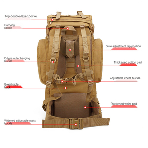 Custom 45L <b>Nylon</b> Tactical <b>Backpack</b> with Multiple Color Options Zipper Closure Featuring Polyester Lining Custom Logo OEM - Product Image 3
