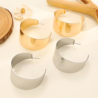 Mode à la mode avril bijoux Non-ternir large brillant Huggie Style Chris avril 316L acier inoxydable Pvd plaqué or boucles d'oreilles