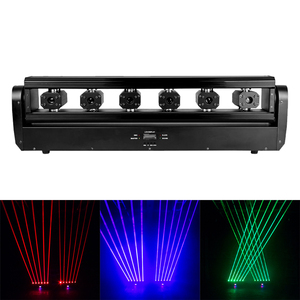 Barre laser DJ DMX 6x500mW RGB 3-en-1 à 6 têtes mobiles pour discothèques, mariages, fêtes et éclairage de scène - Product Image 1