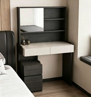 Coiffeuse minimaliste personnalisée avec rangement intégré, meuble de maquillage de luxe pour chambre à coucher, design sur pied