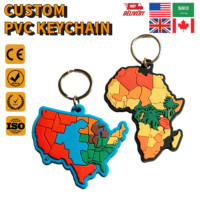 Llavero de PVC 2D/3D Ecológico Personalizado con Mapa, Llavero de Goma, Llaveros de Plástico para Regalo o Souvenir