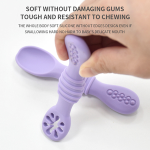 Cuchara de silicona para alimentación de bebés, utensilio de entrenamiento con punta suave de grado alimenticio sin BPA para niños mayores de 6 meses, para la primera etapa del destete guiado por el bebé - Product Image 5