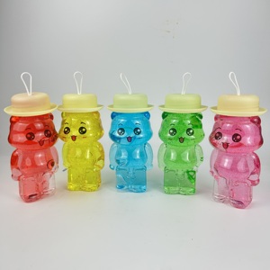 Nouveau design : Kit de slime transparent et pailleté pour enfants, avec jouet ours en chapeau aux couleurs arc-en-ciel et slime cristallin liquide. - Product Image 1