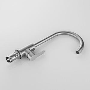 304 Ball Bear Stainless Steel Hot and Cold <b>Brushed</b> Nickel-colored Factory Wholesale Single-hole Kitchen Faucets - Product Image 5