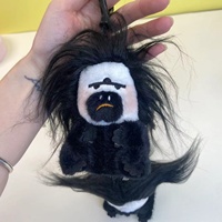 Nouveauté : Pendentif singe moineau à poils crépus et fourrure texturée, visage blanc, en peluche douce, écologique, amusant et mignon, porte-clés pour sac