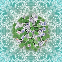 Mahjong américain de luxe moderne, 160 tuiles en mélamine, motif damassé turquoise, tapis de jeu antidérapant, pour 4 joueurs, soirée de jeu en club, expédition immédiate