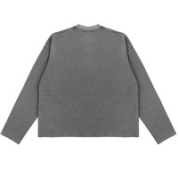 T-shirts Homme Personnalisés YHYSIS 340G en Maille Gaufrée Vintage Distressed, Manches Longues, Bords Bruts, pour Tenue Quotidienne