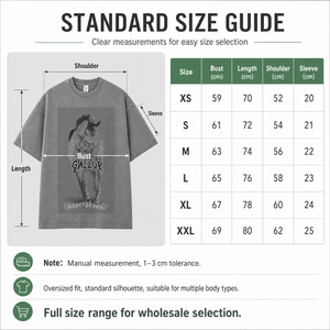 T-shirt da <span class=keywords><strong>uomo</strong></span> di alta qualità 275G pesante, con ricamo testa di cavallo, lavaggio effetto <span class=keywords><strong>vintage</strong></span>, stile western, oversize, streetwear, <span class=keywords><strong>abbigliamento</strong></span> personalizzato - Product Image 2