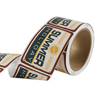 Impresión de Etiquetas Personalizadas en Rollo, Gráficos Retro, Texto, Código de Barras, Etiquetas Autoadhesivas Impermeables en Rollo para Envasado de Alimentos en Botellas