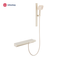 Robinet de baignoire thermostatique en laiton blanc avec affichage numérique de la température et douchette à main pour salle de bain, style moderne