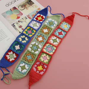 Diadema <span class=keywords><strong>de</strong></span> estilo antiguo tejida a mano por abuelas, con patrones a cuadros, exquisito tocado <span class=keywords><strong>de</strong></span> lana tejida a crochet y han. - Product Image 1