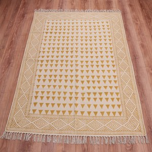 Indian Handmade Cotton Rug Hand <b>Block</b> Printed Area Carpet Bohemian Floor Rug Home Decor - Product Image 3